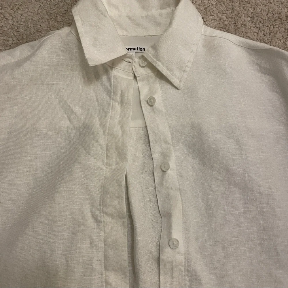 Reformation White Button-Down Linen Blend Shirt - Picture 8 of 10